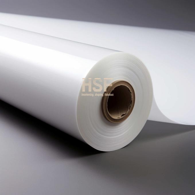 40Î¼m opaque white oriented polyethylene film sample showing texture and opacity