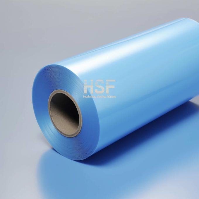 120μm Opaque Blue PE Release Film product sample showing material texture and color